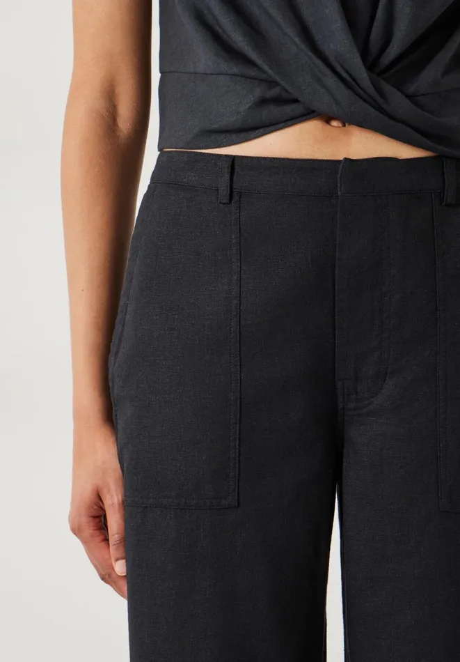 Hush Trousers Women Raye Linen Straight Leg Trousers Black
