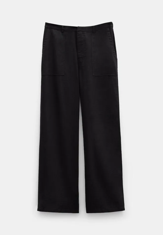 Hush Trousers Women Raye Linen Straight Leg Trousers Black