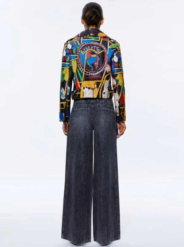Jackets Coats Women Alice Olivia AO X BASQUIAT CODY EMBELLISHED LEATHER JACKET Liberty