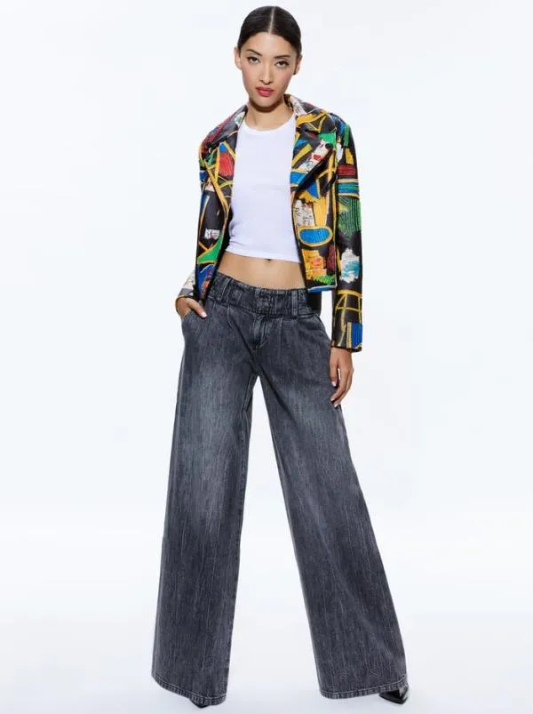 Jackets Coats Women Alice Olivia AO X BASQUIAT CODY EMBELLISHED LEATHER JACKET Liberty