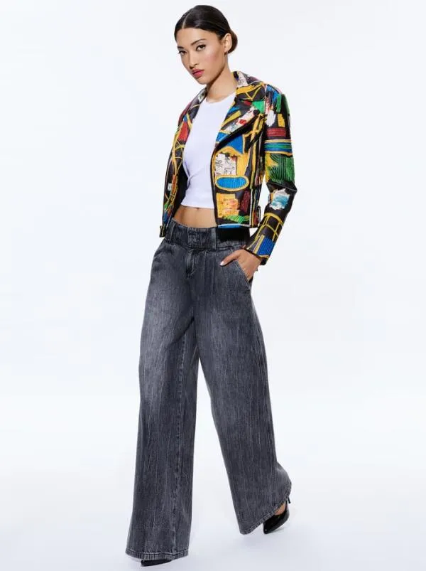 Jackets Coats Women Alice Olivia AO X BASQUIAT CODY EMBELLISHED LEATHER JACKET Liberty