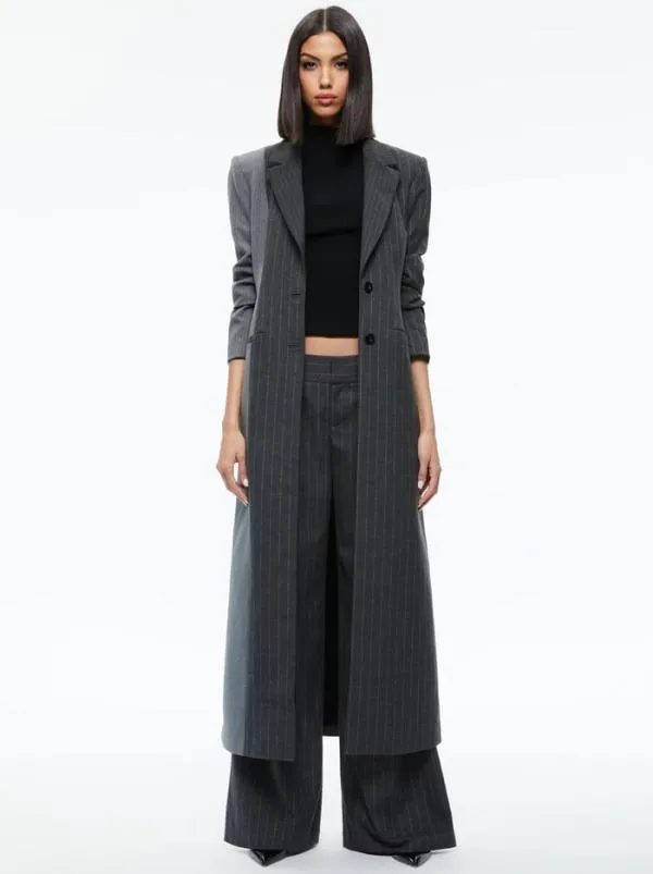 Jackets Coats Women Alice Olivia BRET LONG BLAZER Greycharcoal Pinstripe