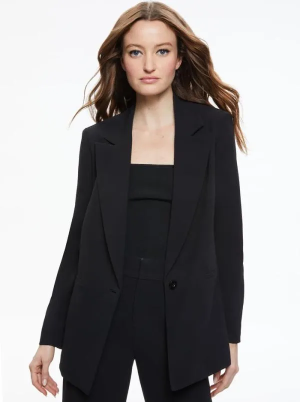 Jackets Coats Women Alice Olivia DENNY NOTCH COLLAR BOYFRIEND BLAZER Black