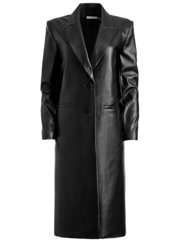 Jackets Coats Women Alice Olivia FIERRO VEGAN LEATHER LONG BLAZER Black