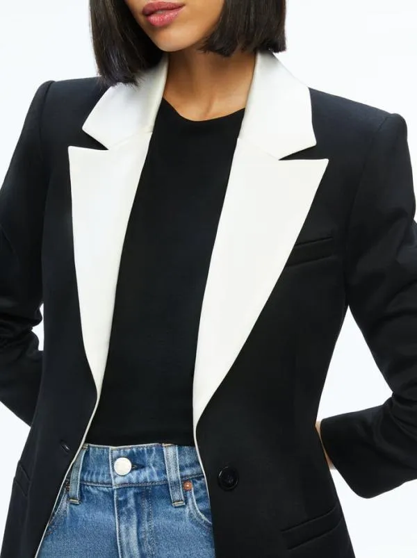 Jackets Coats Women Alice Olivia SILVIE FITTED BLAZER Blackecru