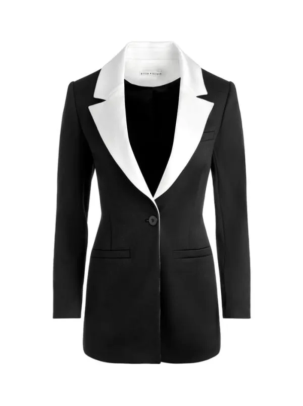 Jackets Coats Women Alice Olivia SILVIE FITTED BLAZER Blackecru