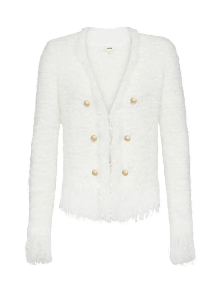 L039Agence Blazers and Jackets Women Azure Fringe Cardigan Blazer White