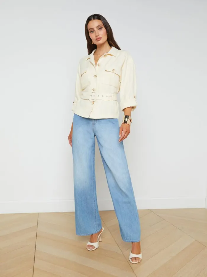 L039Agence Blazers and Jackets Women Voyage LinenBlend Safari Jacket Bone