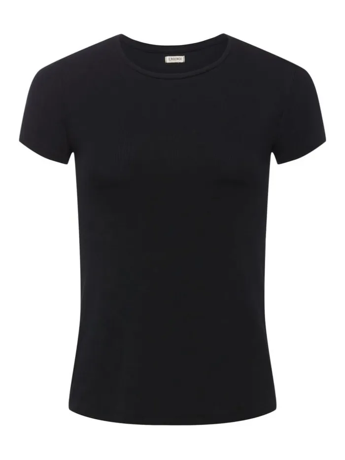 L039Agence Blouses and Tops Women Ressi Fitted Tee Black Micro Modal