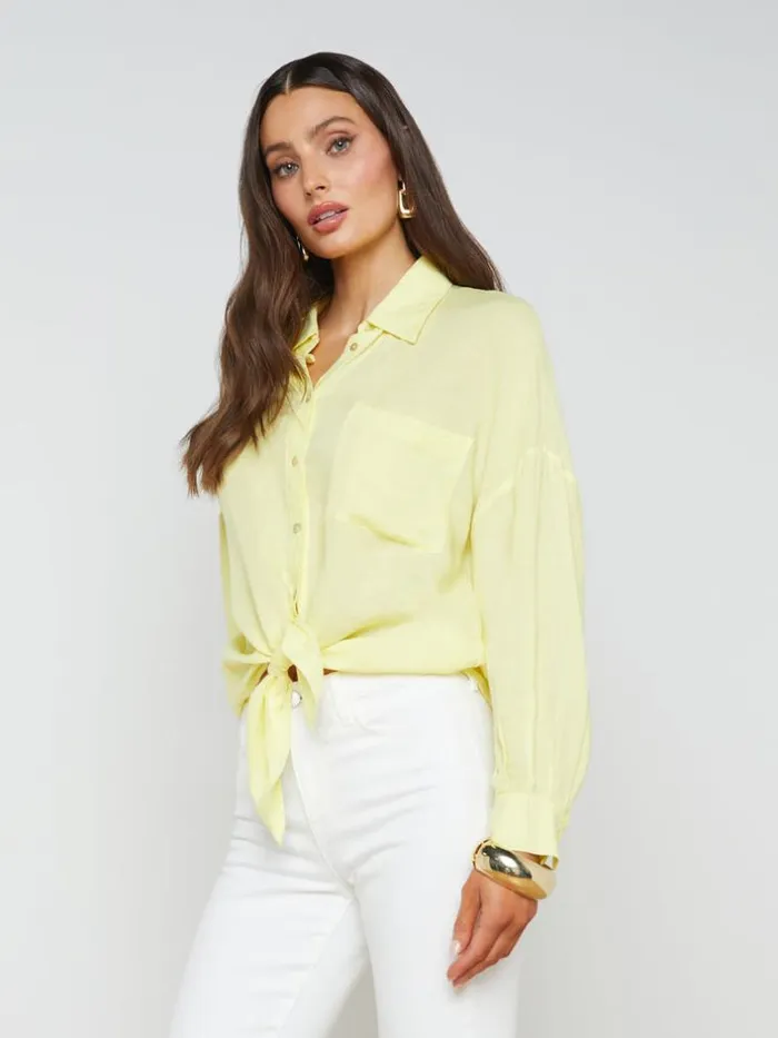 L039Agence Blouses and Tops Women Talitha LinenBlend Blouse Yellow Sorbet