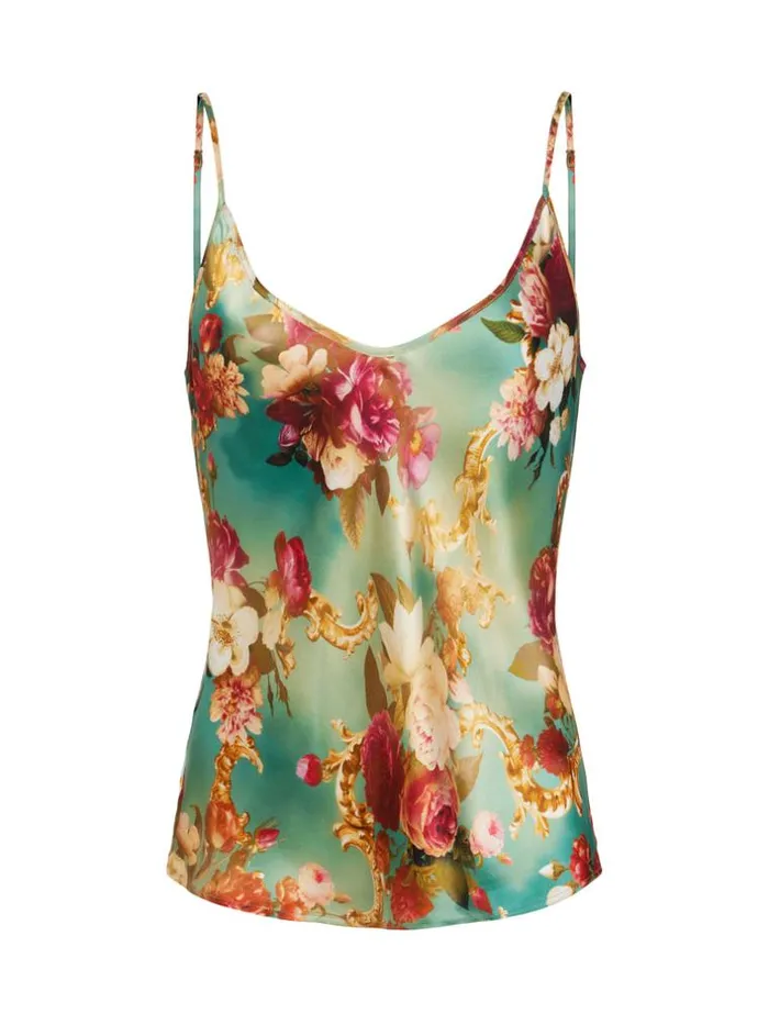 L039Agence Camisoles and Tanks Women Lexi Silk Camisole Small Multi Rococo