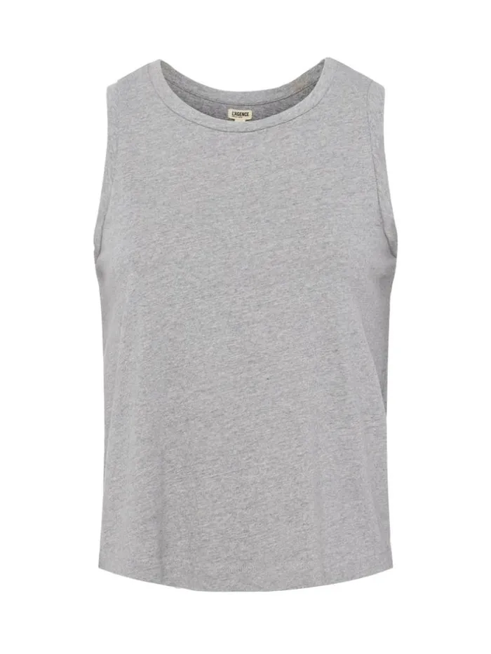 L039Agence Camisoles and Tanks Women Mikaela Cotton Tank Heather Grey