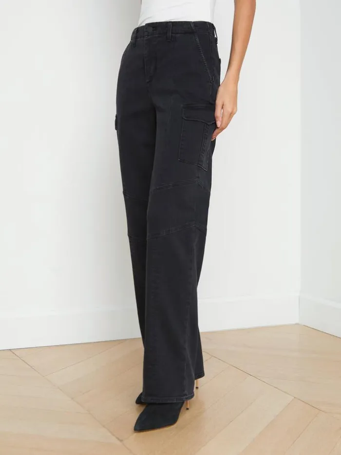 L039Agence Cargo Pants Women Brooklyn Cargo Jean Washed Black