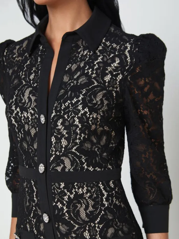 L039Agence Dresses and Jumpsuits Women Kamala Lace Mini Dress Black