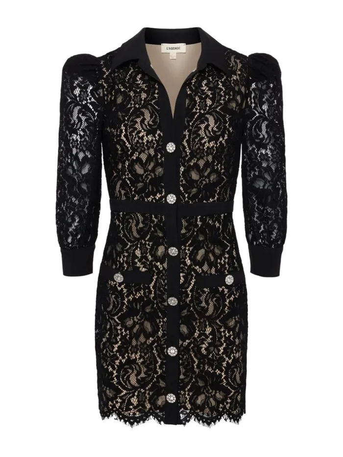 L039Agence Dresses and Jumpsuits Women Kamala Lace Mini Dress Black