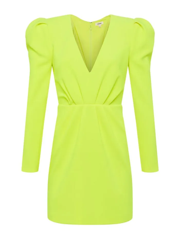 L039Agence Dresses and Jumpsuits Women Linnie FrontPleat Dress Neon Citrus