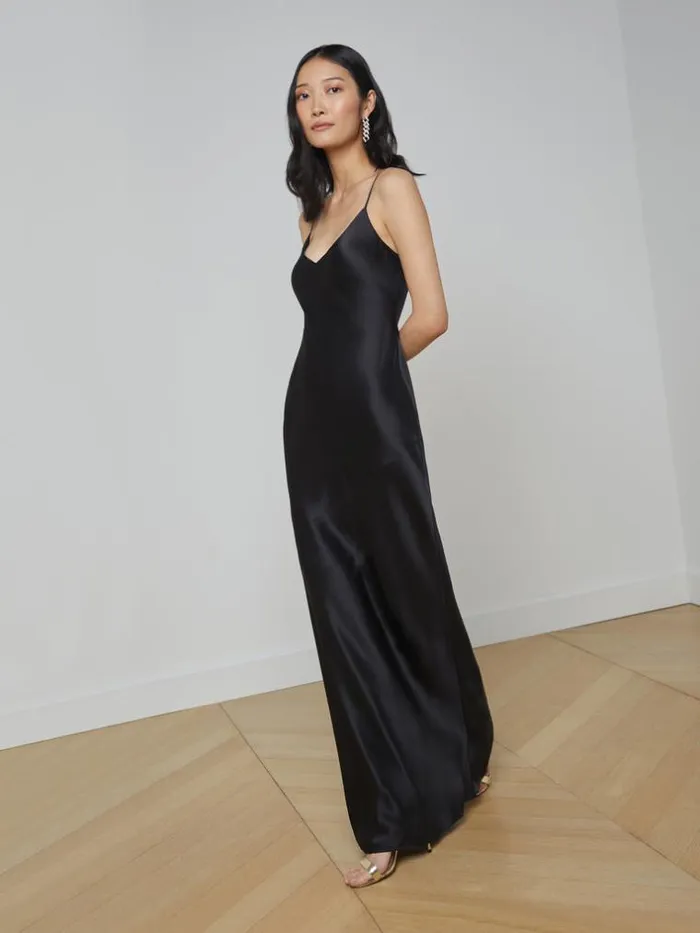 L039Agence Dresses and Jumpsuits Women Serita Silk Slip Dress Black
