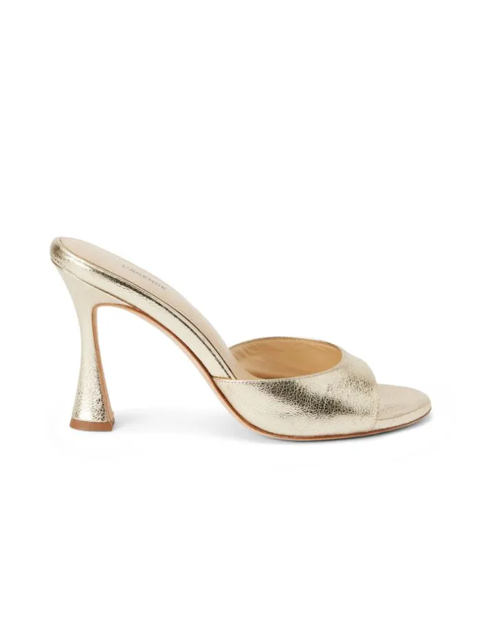 L039Agence Heels and Pumps Women Avery Leather PeepToe Mule Gold Metallic Leather L039Agence Heels and Pumps Women Avery Leather PeepToe Mule Gold Metallic Leather