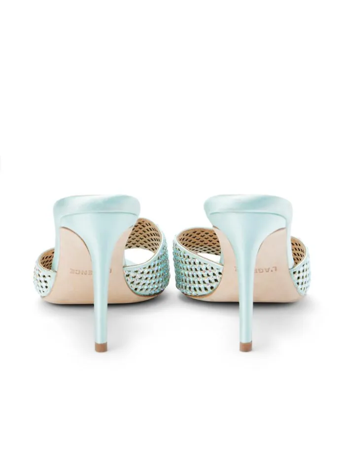 L039Agence Heels and Pumps Women Narcise Open Toe Mule Mint Satin