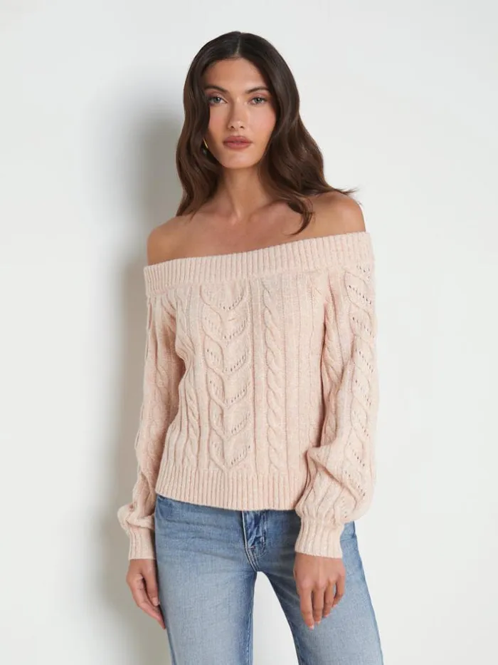 L039Agence Knitwear Women Vesta OfftheShoulder Sweater Pale Nude