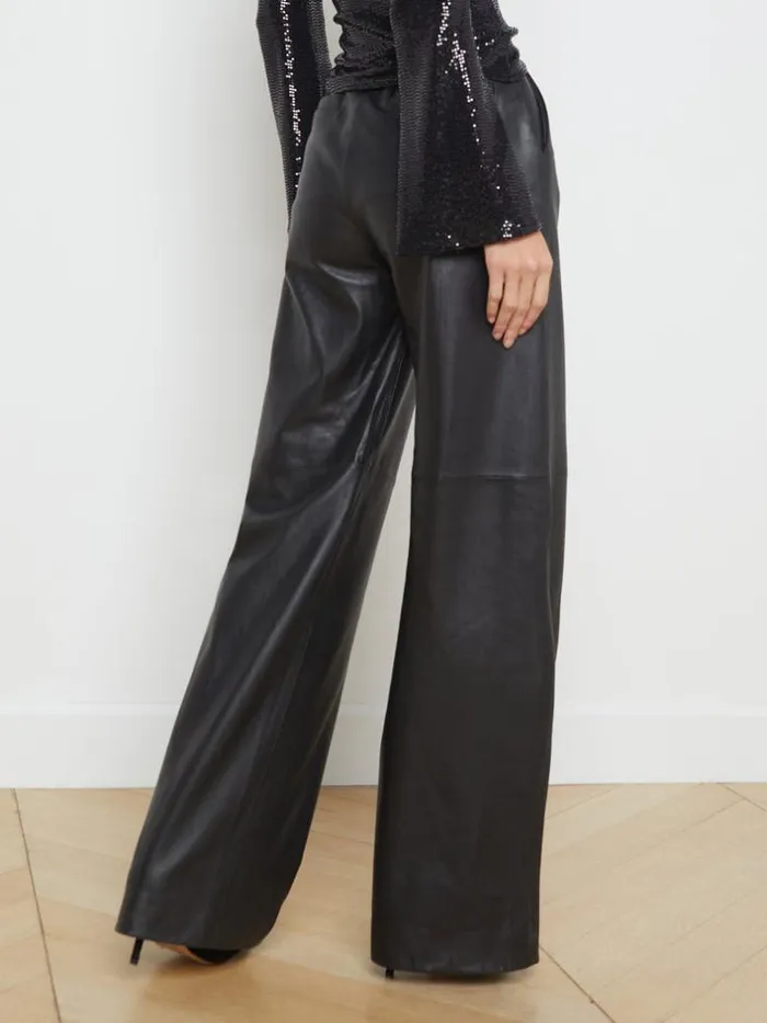 L039Agence Leather Women Livvy Leather StraightLeg Trouser Black