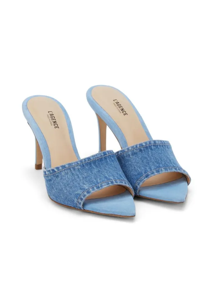 L039Agence Mules Women Lolita Open Toe Mule Blue Denim
