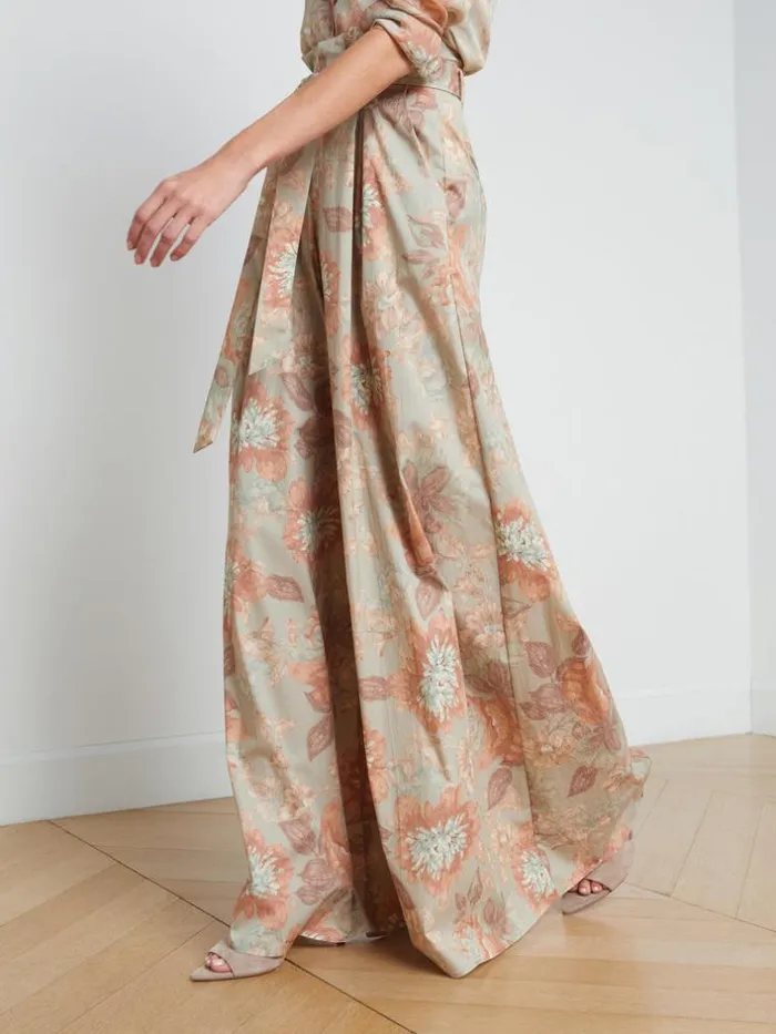 L039Agence Pants Shorts and Skirts Women Chantae Ultra WideLeg Pant Multi Soft Pastel Vintage Floral