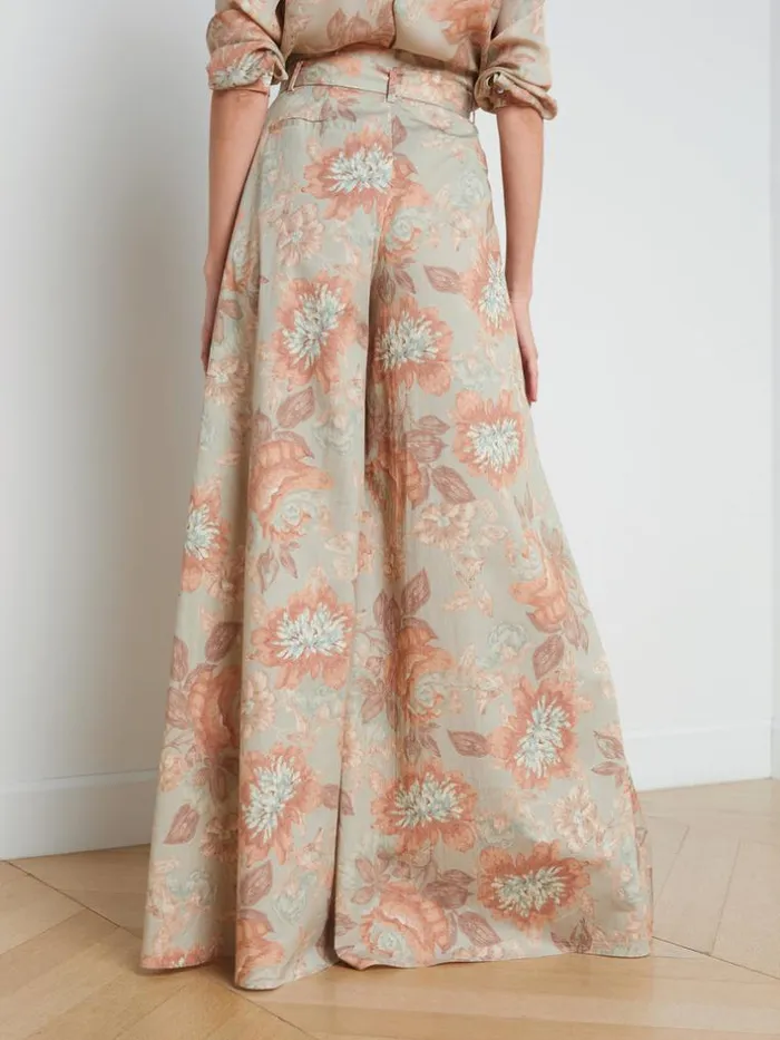 L039Agence Pants Shorts and Skirts Women Chantae Ultra WideLeg Pant Multi Soft Pastel Vintage Floral