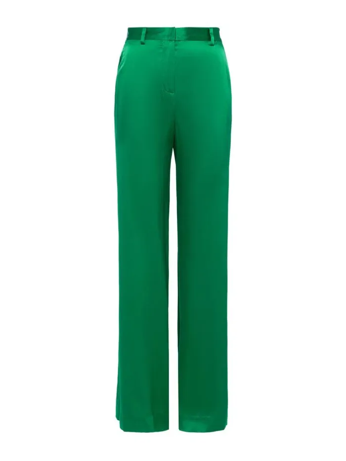 L039Agence Pants Shorts and Skirts Women Gavin Silk WideLeg Pant Sea Green
