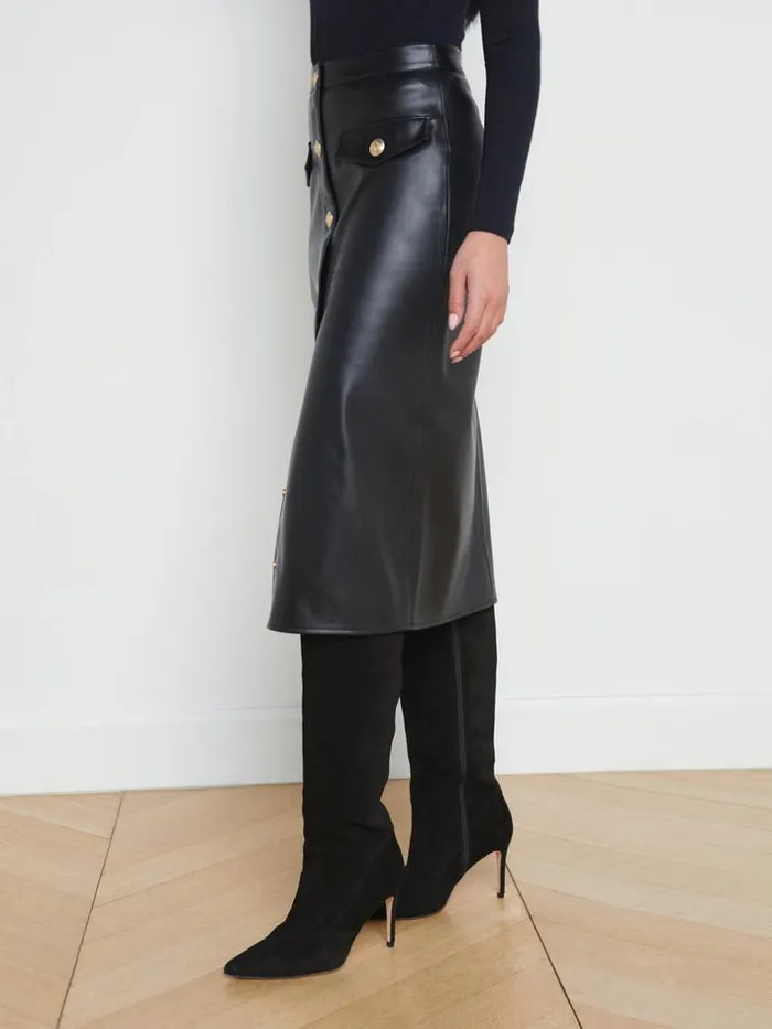 L039Agence Pants Shorts and Skirts Women Milann Faux Leather Skirt Black
