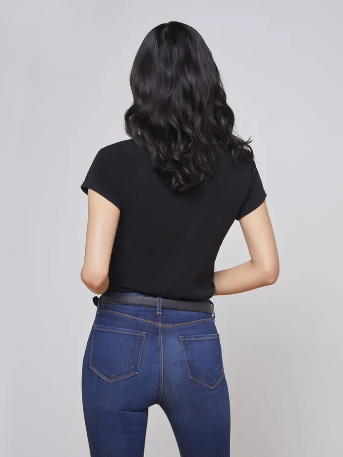 L039Agence Tees Women Becca Cotton VNeck Tee Black