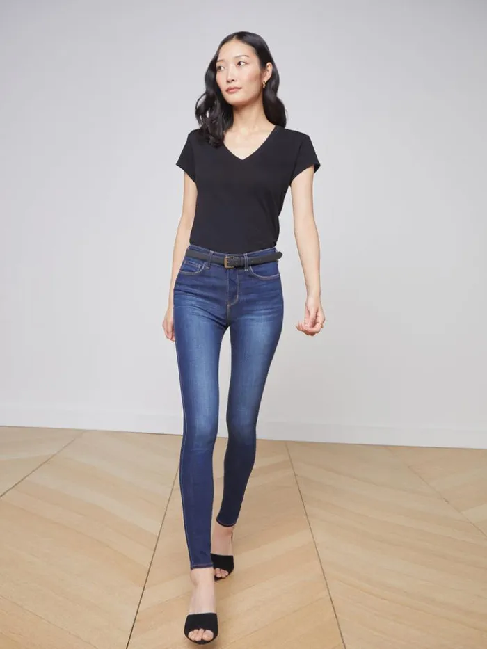 L039Agence Tees Women Becca Cotton VNeck Tee Black