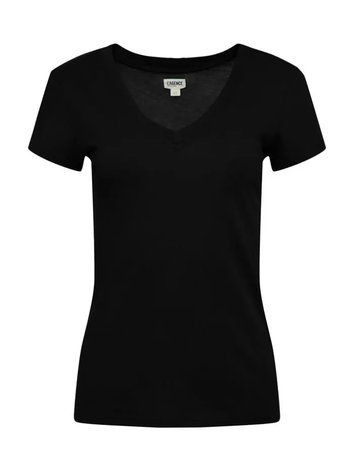 L039Agence Tees Women Becca Cotton VNeck Tee Black