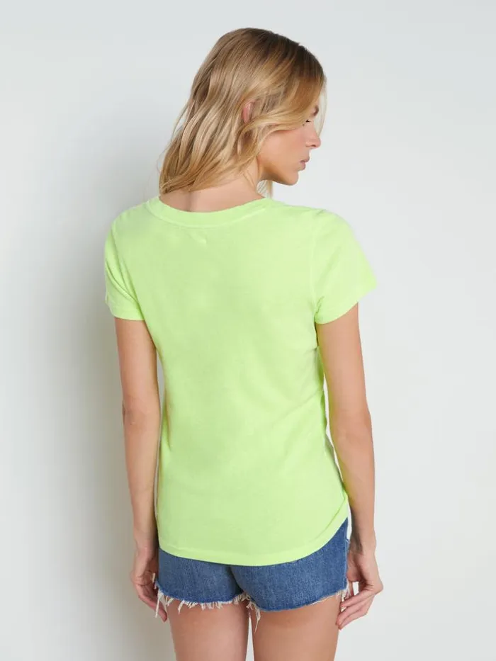 L039Agence Tees Women Becca Cotton VNeck Tee Neon Citrus