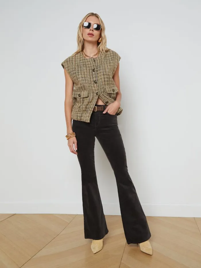 L039Agence Velvet Denim Women Marty Velvet Jean Greystone