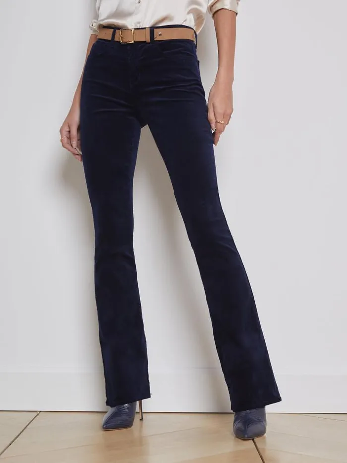 L039Agence Velvet Denim Women Stevie Velvet Jean Dark Navy