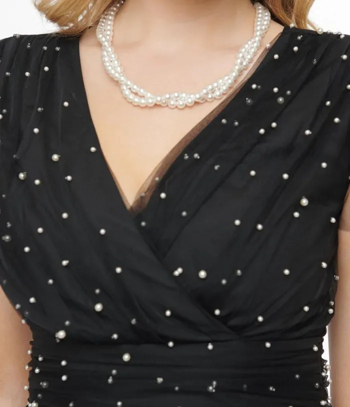 Magnolia Place 1950s Black Faux Pearl Swing Dress Dresses Unique Vintage Swing