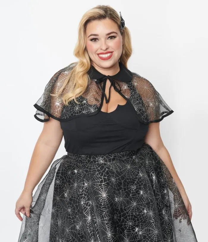 Magnolia Place Plus Size Black Spiderweb Capelet Halloween Unique Vintage Tops Magnolia Place Plus Size Black Spiderweb Capelet Halloween Unique Vintage Tops