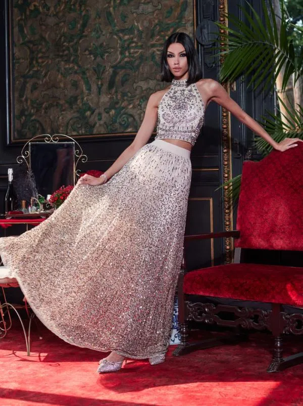 Matching Sets Women Alice Olivia GATZ EMBELLISHED HIGH NECK TOP CATRINA EMBELLISHED GOWN MAXI SKIRT Matching Sets Women Alice Olivia GATZ EMBELLISHED HIGH NECK TOP CATRINA EMBELLISHED GOWN MAXI SKIRT