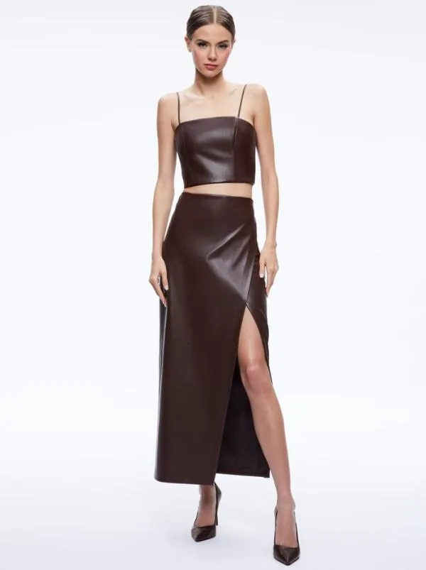 Matching Sets Women Alice Olivia PEARLE VEGAN LEATHER BUSTIER TOP SIOBHAN VEGAN LEATHER MAXI SKIRT Matching Sets Women Alice Olivia PEARLE VEGAN LEATHER BUSTIER TOP SIOBHAN VEGAN LEATHER MAXI SKIRT