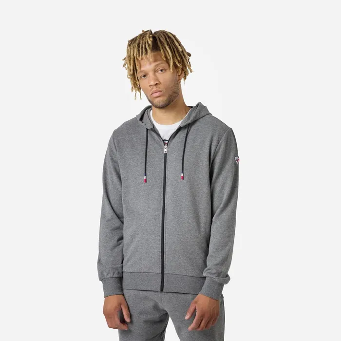 Men Men039s Fullzip Hooded Logo Fleece Sweatshirt Heathergrey280 Rossignol Sweatshirts and Pullovers
