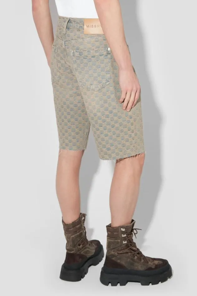 Men Shorts MISBHV Jacquard Denim Monogram Shorts Blue