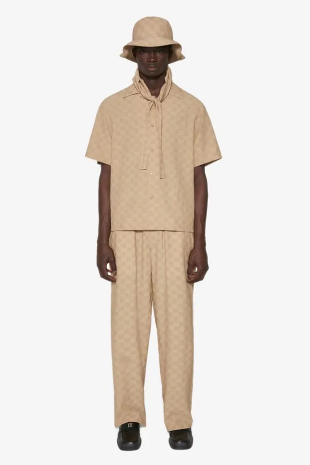 Men Trousers MISBHV Resort Monogram Viscose Wool Relaxed Trousers Beige