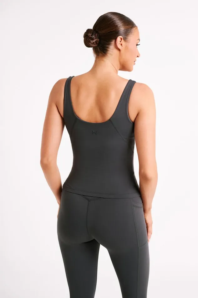 Meshki Activewear Tops Women Nadine Yoga Top 8211 Charcoal Charcoal