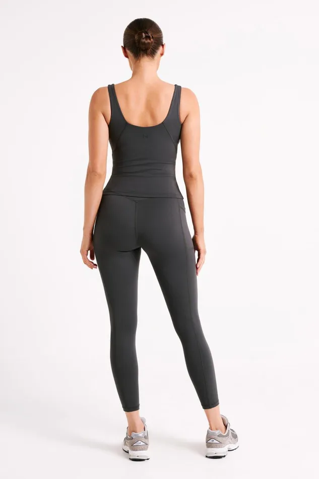 Meshki Activewear Tops Women Nadine Yoga Top 8211 Charcoal Charcoal