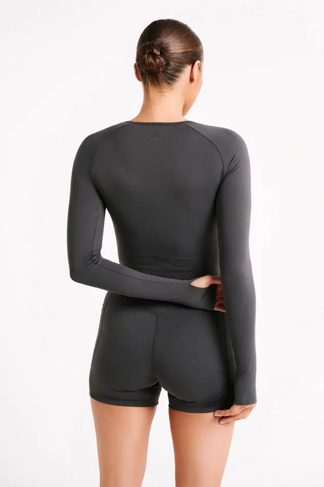 Meshki Activewear Women Martina Bike Shorts With Pocket 8211 Charcoal Charcoal