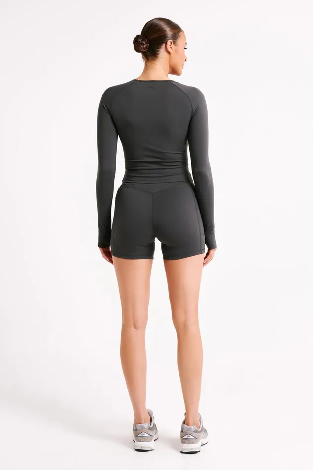 Meshki Activewear Women Martina Bike Shorts With Pocket 8211 Charcoal Charcoal