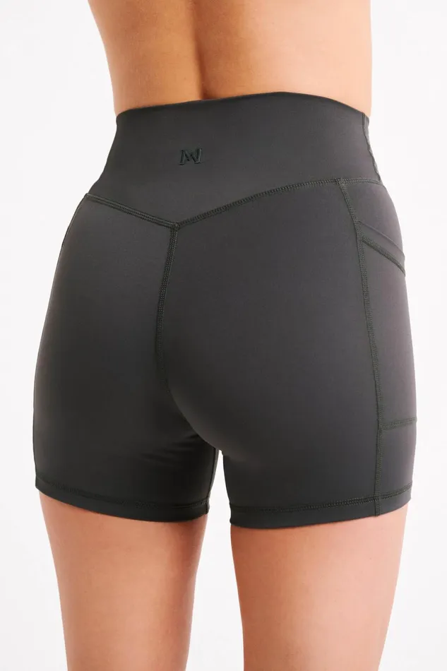 Meshki Activewear Women Martina Bike Shorts With Pocket 8211 Charcoal Charcoal