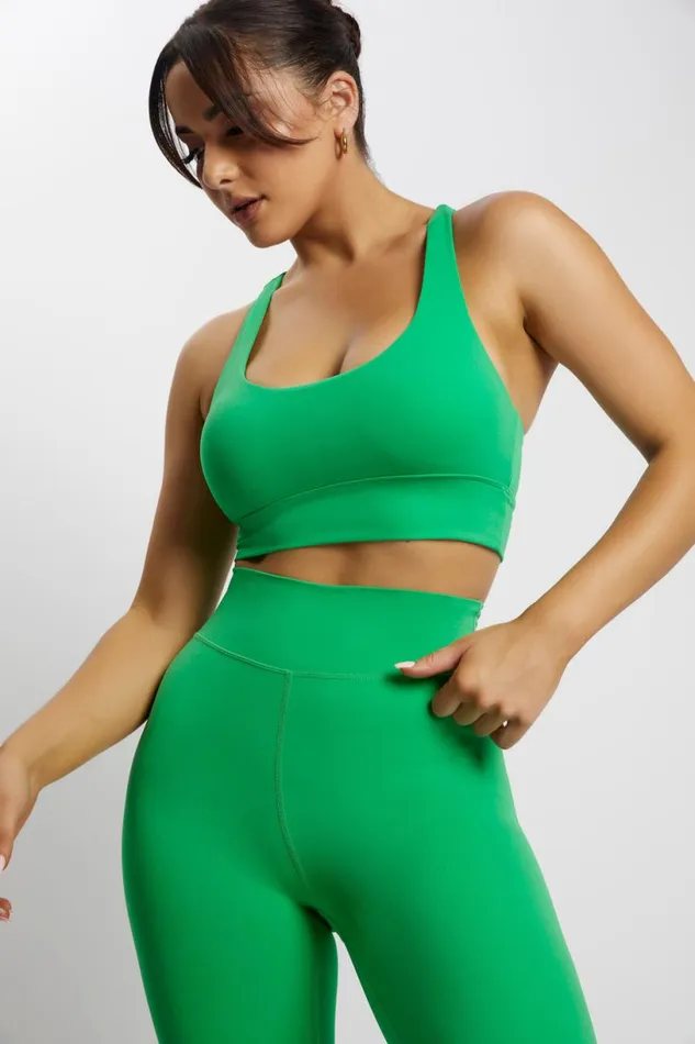 Meshki Activewear Women Thea Racerback Crop Top 8211 Bright Green Brightgreen
