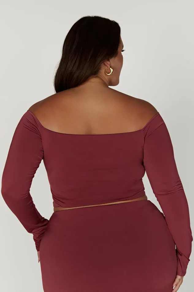 Meshki Bachelorette Women Ceri Off Shoulder Long Sleeve Top 8211 Wine Wine